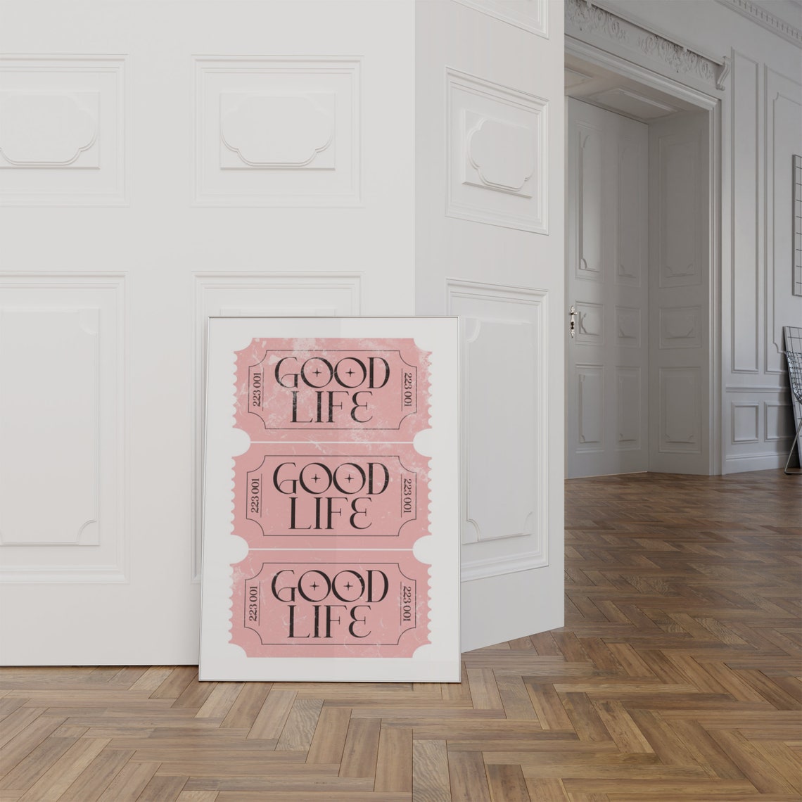 Pink Good Life Retro Ticket Stub Trendy Aesthetic Dorm Poster