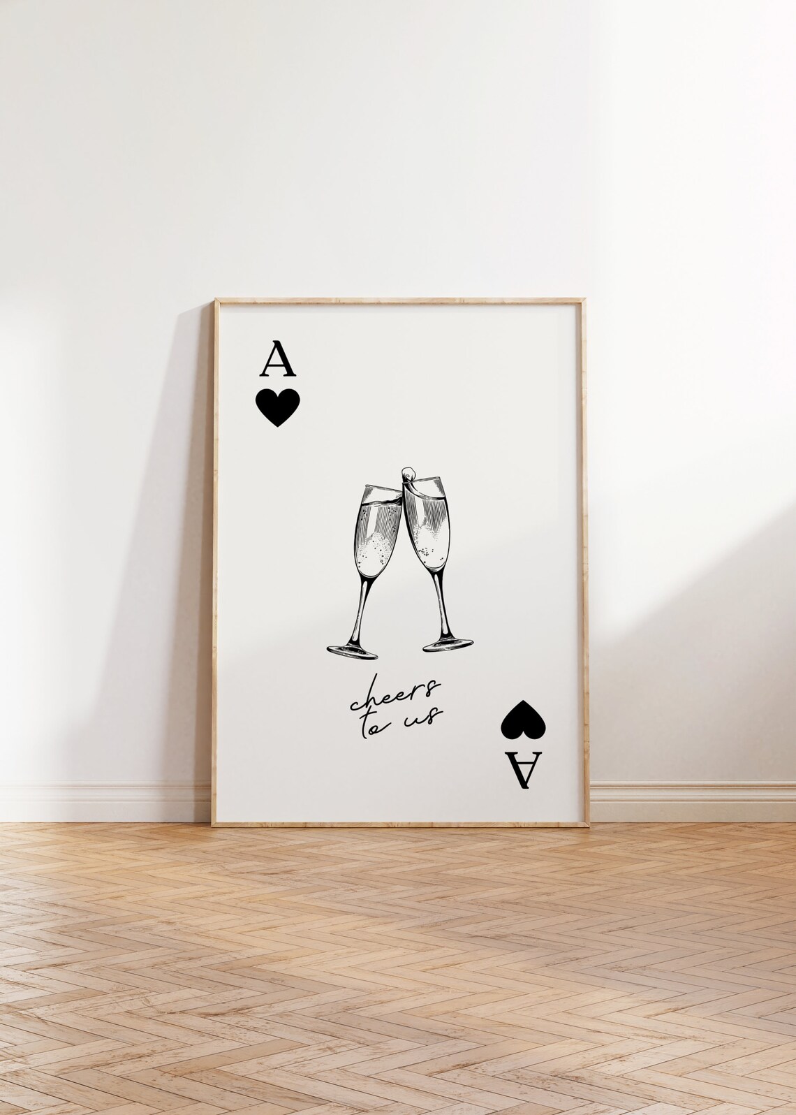 Ace of Hearts Cute Cheers to Us Champagne Playing Card Wall Art