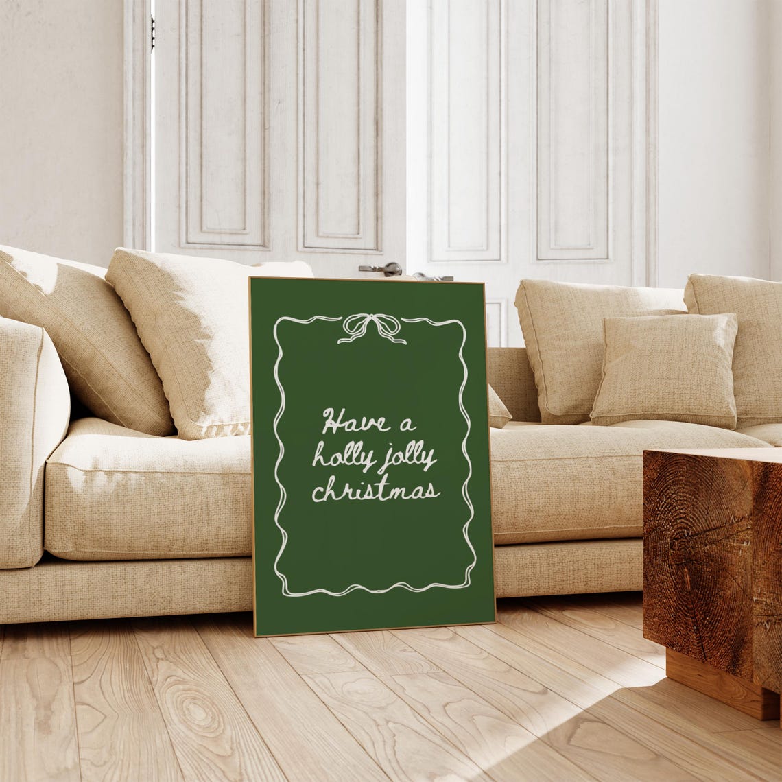 Have a Holly Jolly Christmas White Script Dark Green Chalkboard Poster - Image 2