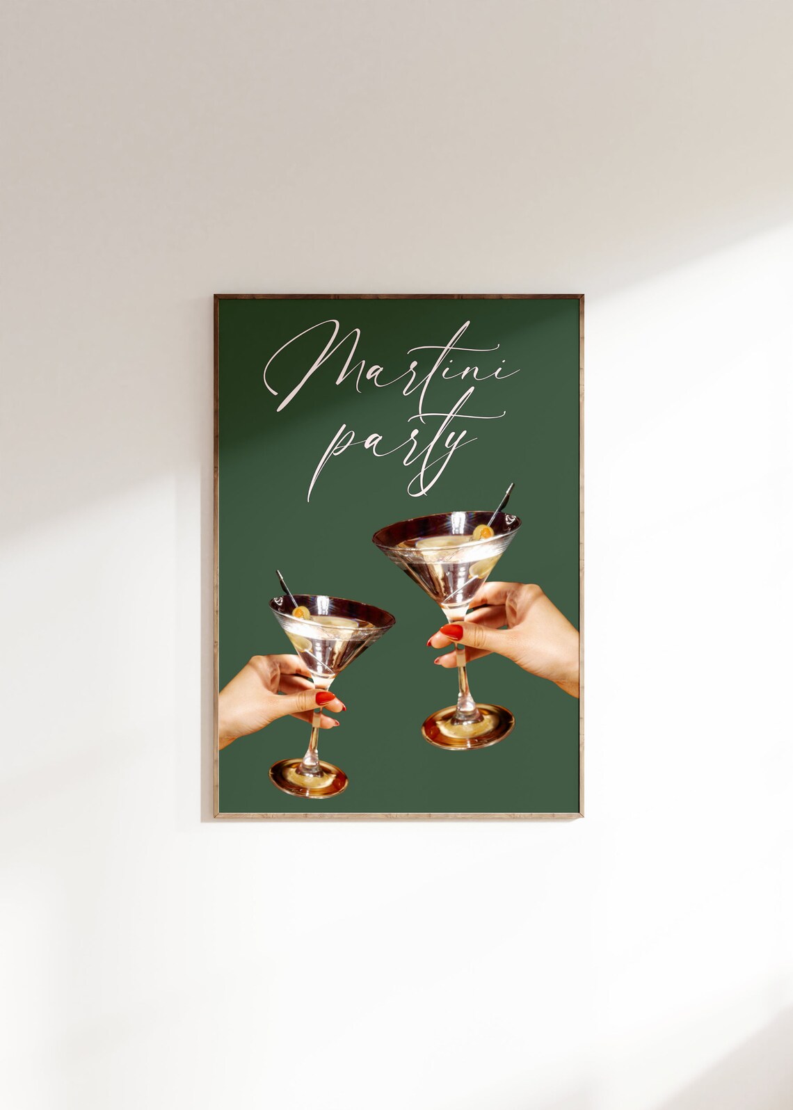 Martini Party Poster Fancy Martini Glass Wall Art Dirty Martini Cocktail Print Trendy Green Wall Art 90s Party Vintage Bar Cart Print