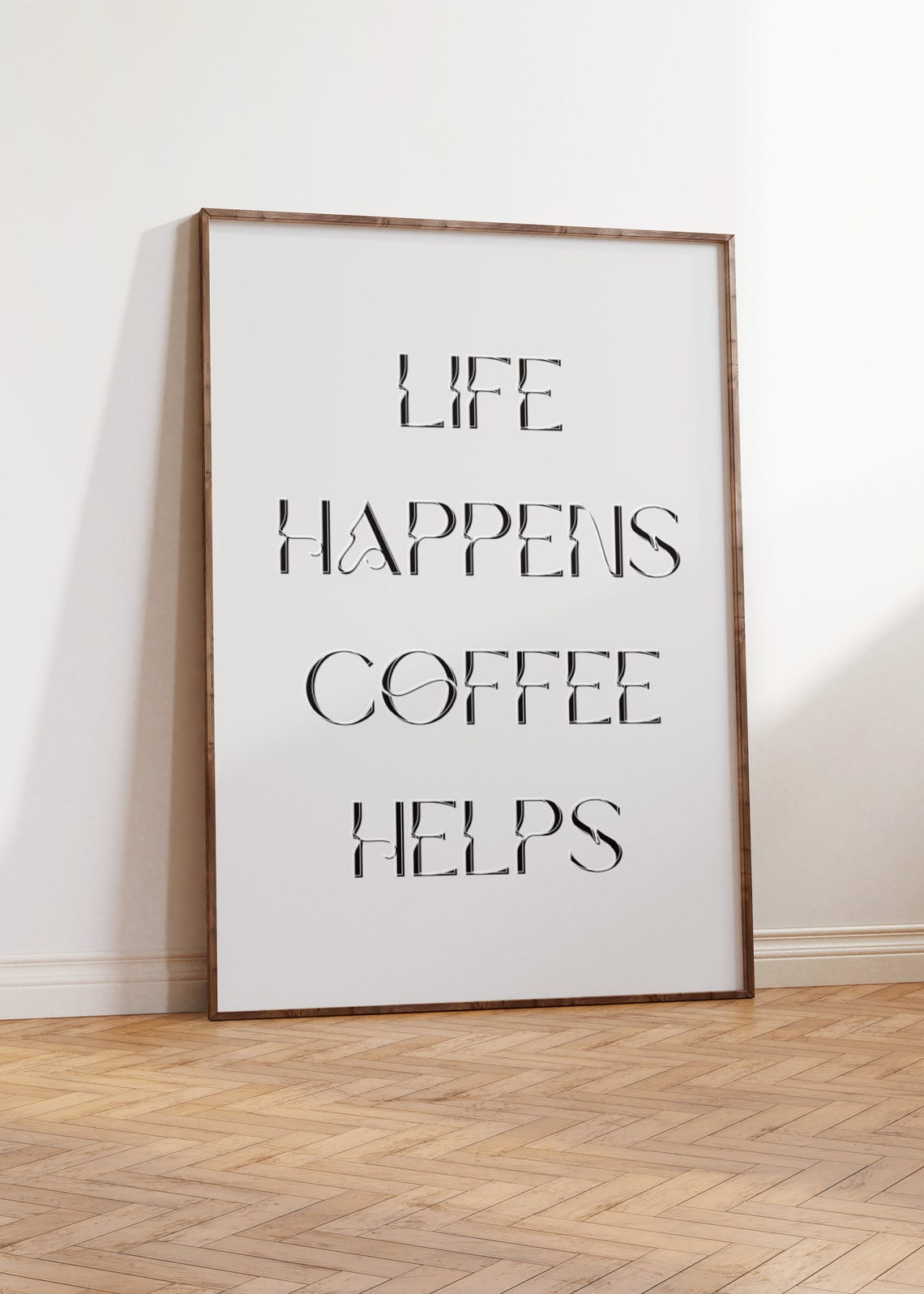Life Happens Coffee Helps Funny Quote Minimalist Kitchen Wall Art - Image 4