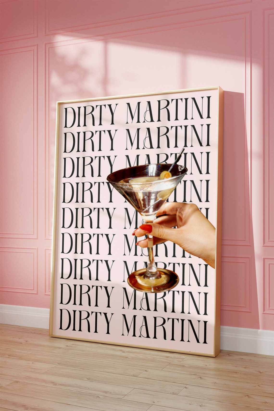 Dirty Martini Typography Quote Chic Girly Cocktail Bar Wall Art - Image 3