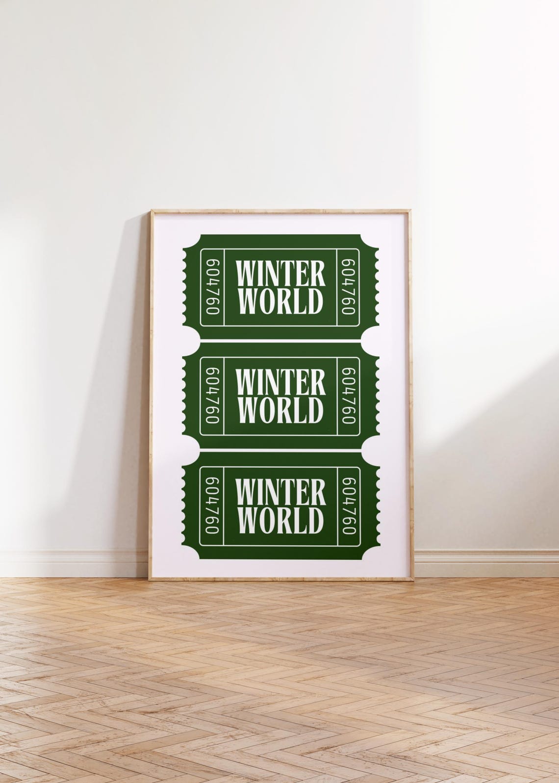Winter World Green Retro Ticket Stubs Holiday Party Decor Poster - Image 3