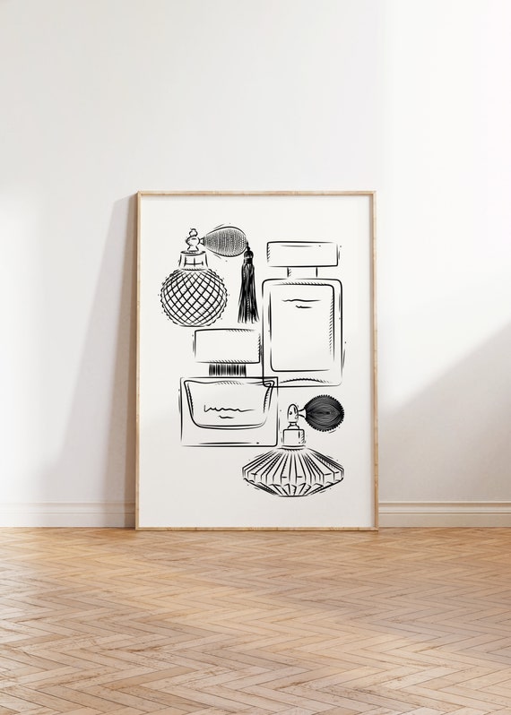 Minimalist Perfume Art Print, Girly Chic Style
