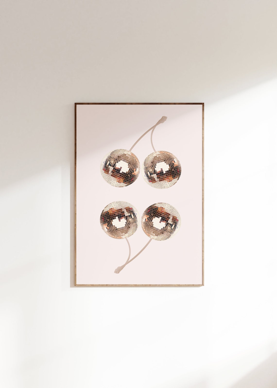 Disco Ball Cherry Pair Sparkling Mirror Balls Pink Photo Poster - Image 3