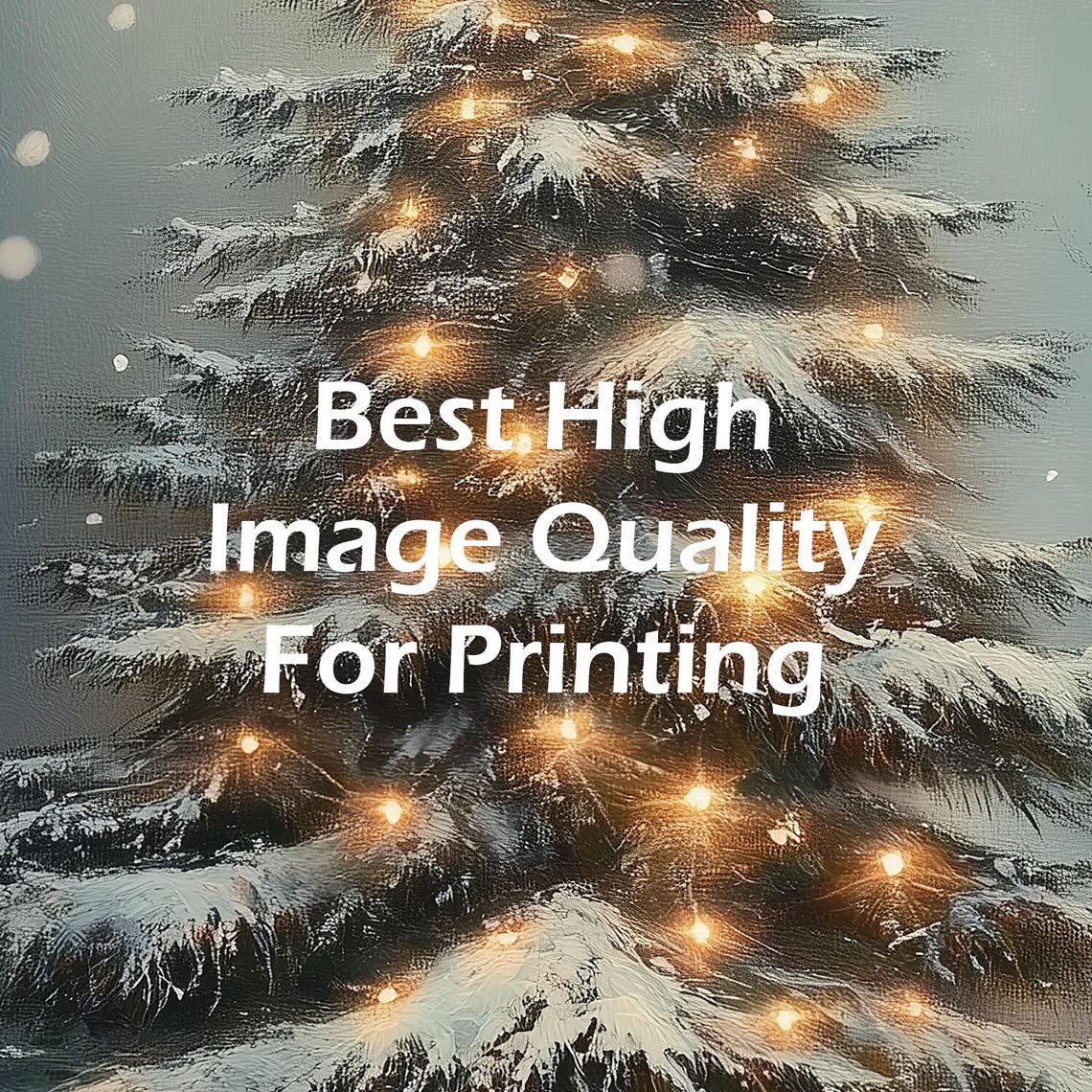 Lit Christmas Tree in Snowy Night with Glowing Lights Holiday Poster - Image 5
