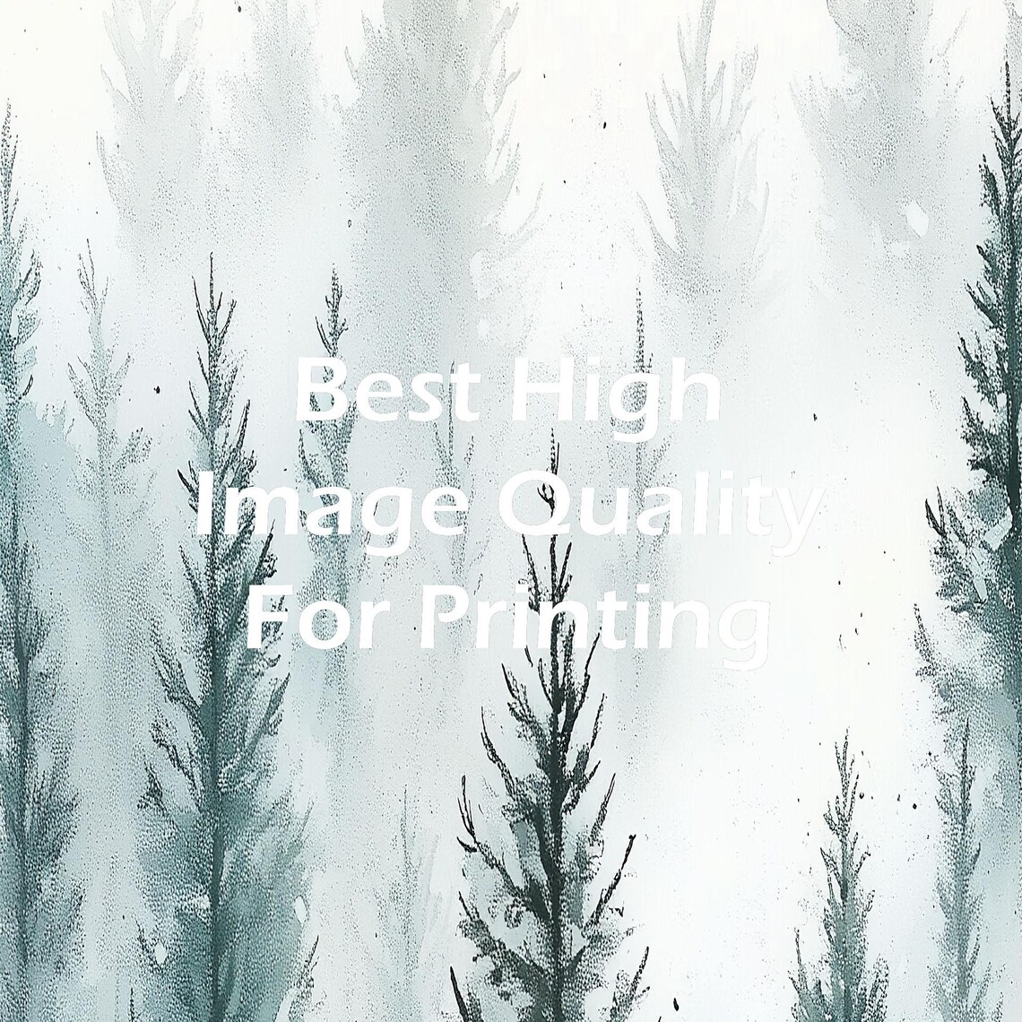 Misty Pine Forest Watercolor Minimalist Winter Landscape Poster - Image 5