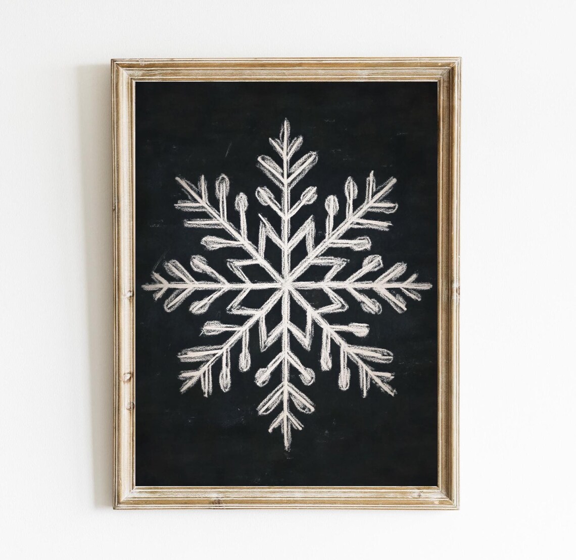 Snowflake Moody Holiday Decor, Chalkboard Christmas Art Print