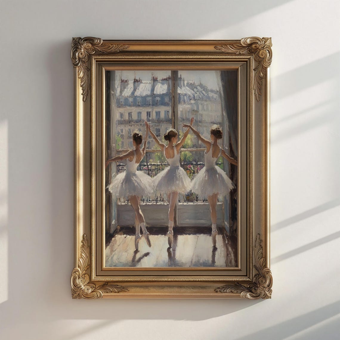 Three Ballerinas White Tutus Paris Window Vintage Dance Art Poster