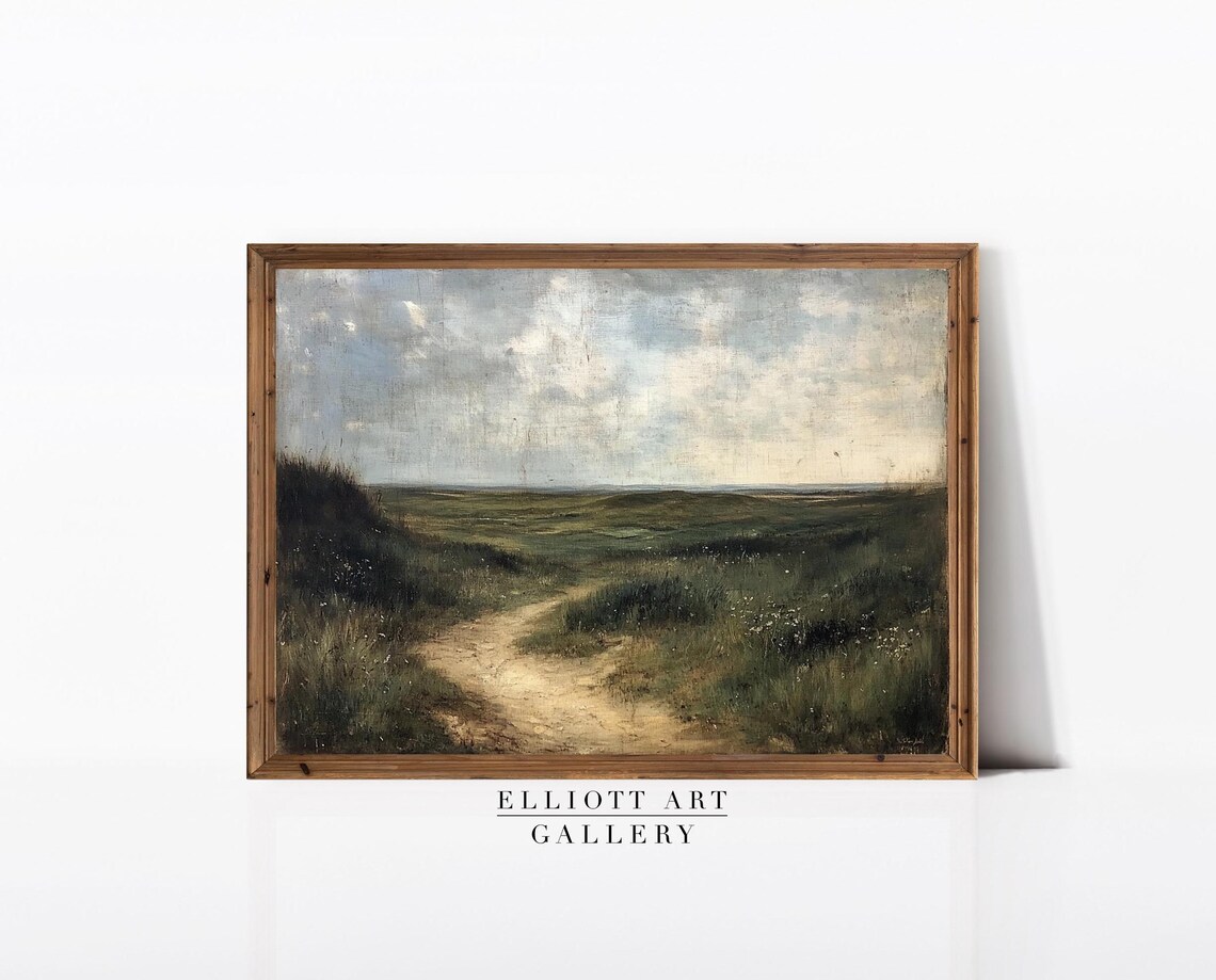 Vintage Country Path Field Landscape Oil Painting Art Poster