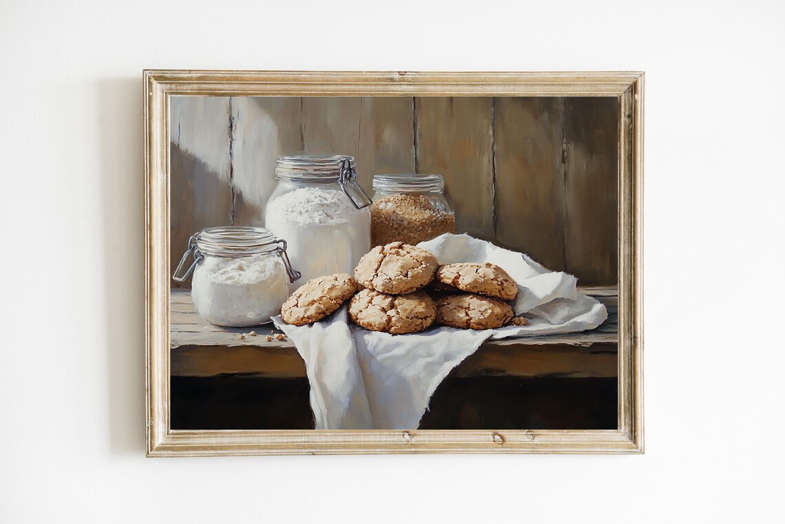 Homemade Cookies Glass Jars Rustic Kitchen Still Life Poster