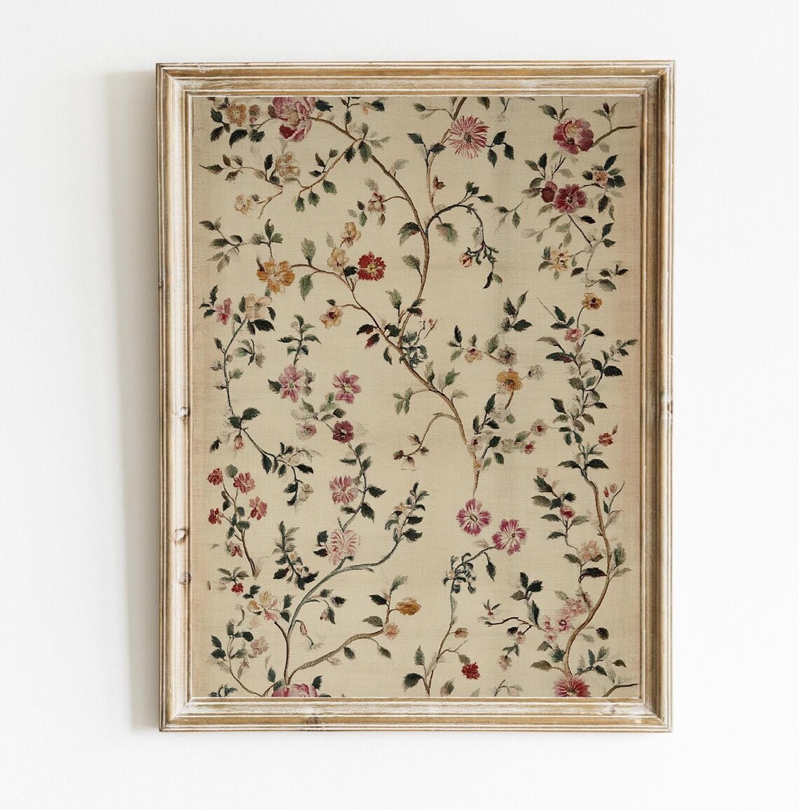 Vintage Silk Textile Floral Botanical Art Print