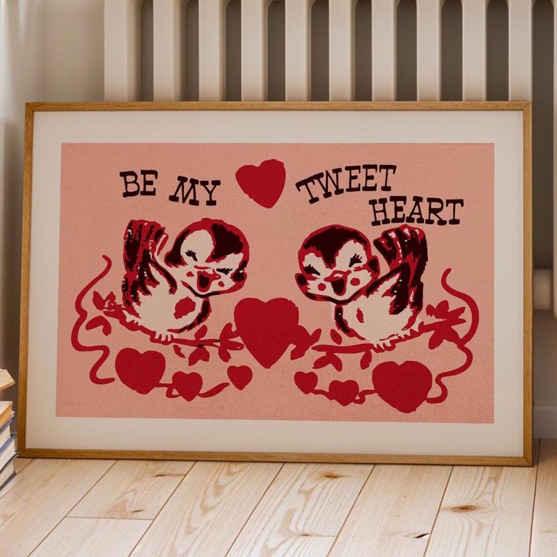 Tweet Heart Retro Valentines Day Poster, Kitchen Decor