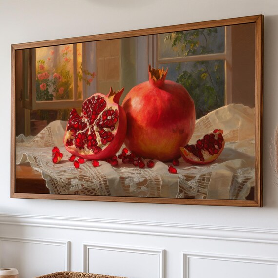 Pomegranates Vintage Rustic Autumn Art Print