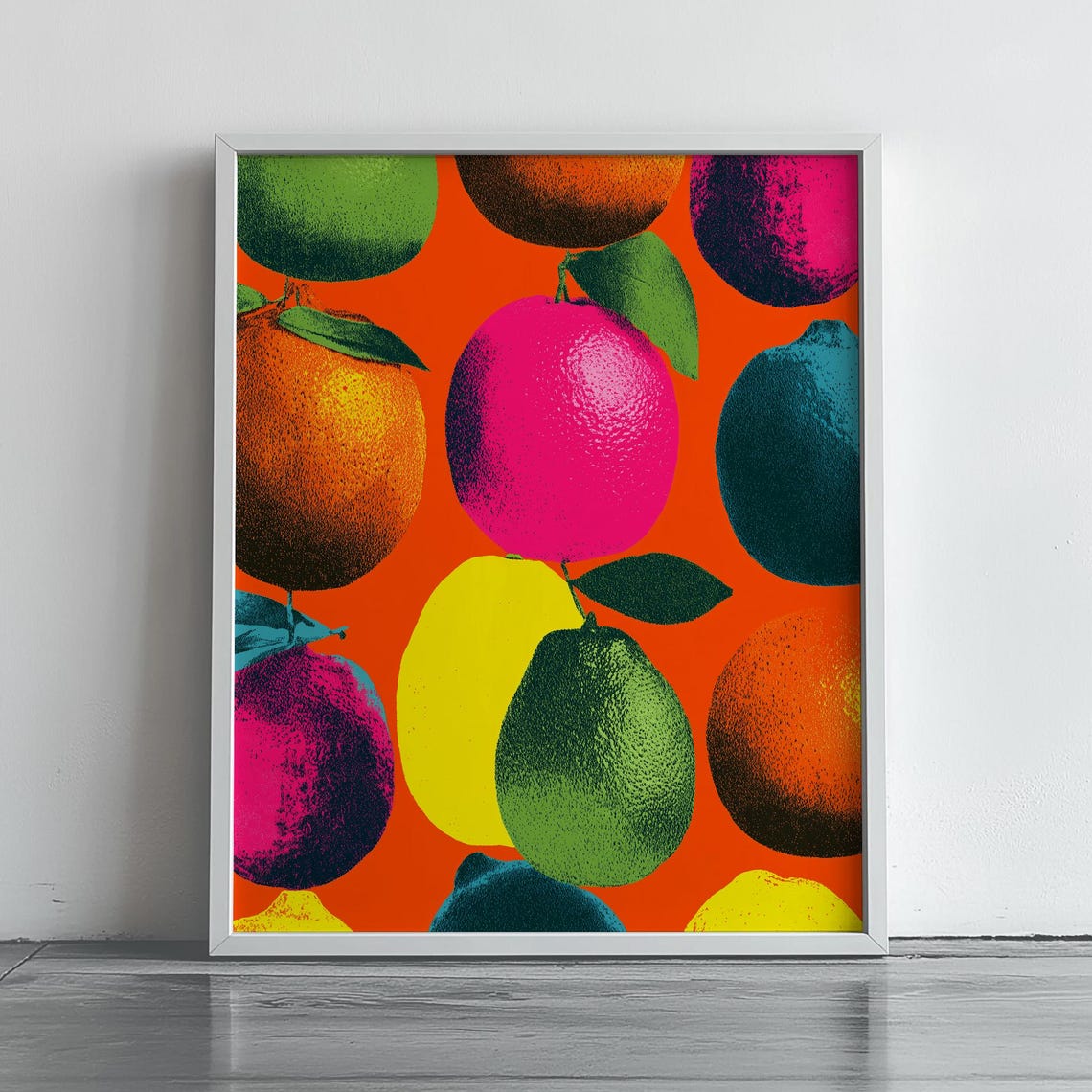 Warhol Inspired Citrus Pop Fruit Bright Retro Orange Style Poster