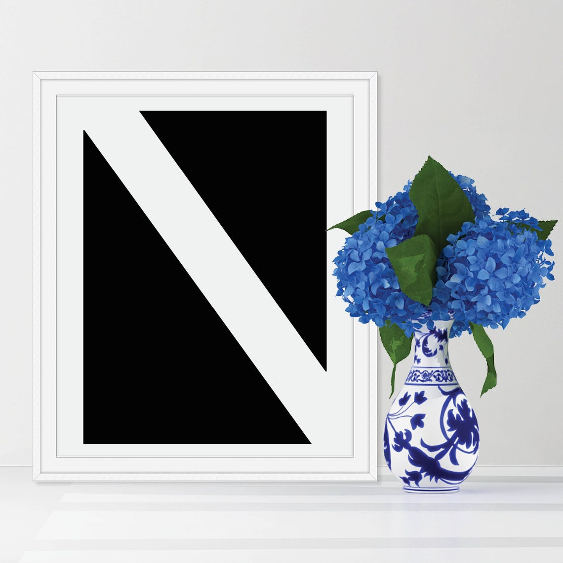Black Ground White Serif Initial Letter Minimalist Alphabet Poster - Image 5