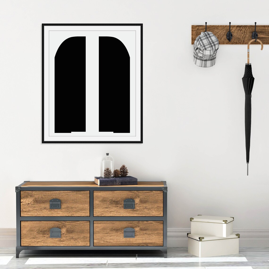 Bold White Initial Letter On Black Monochrome Typography Art Poster - Image 3