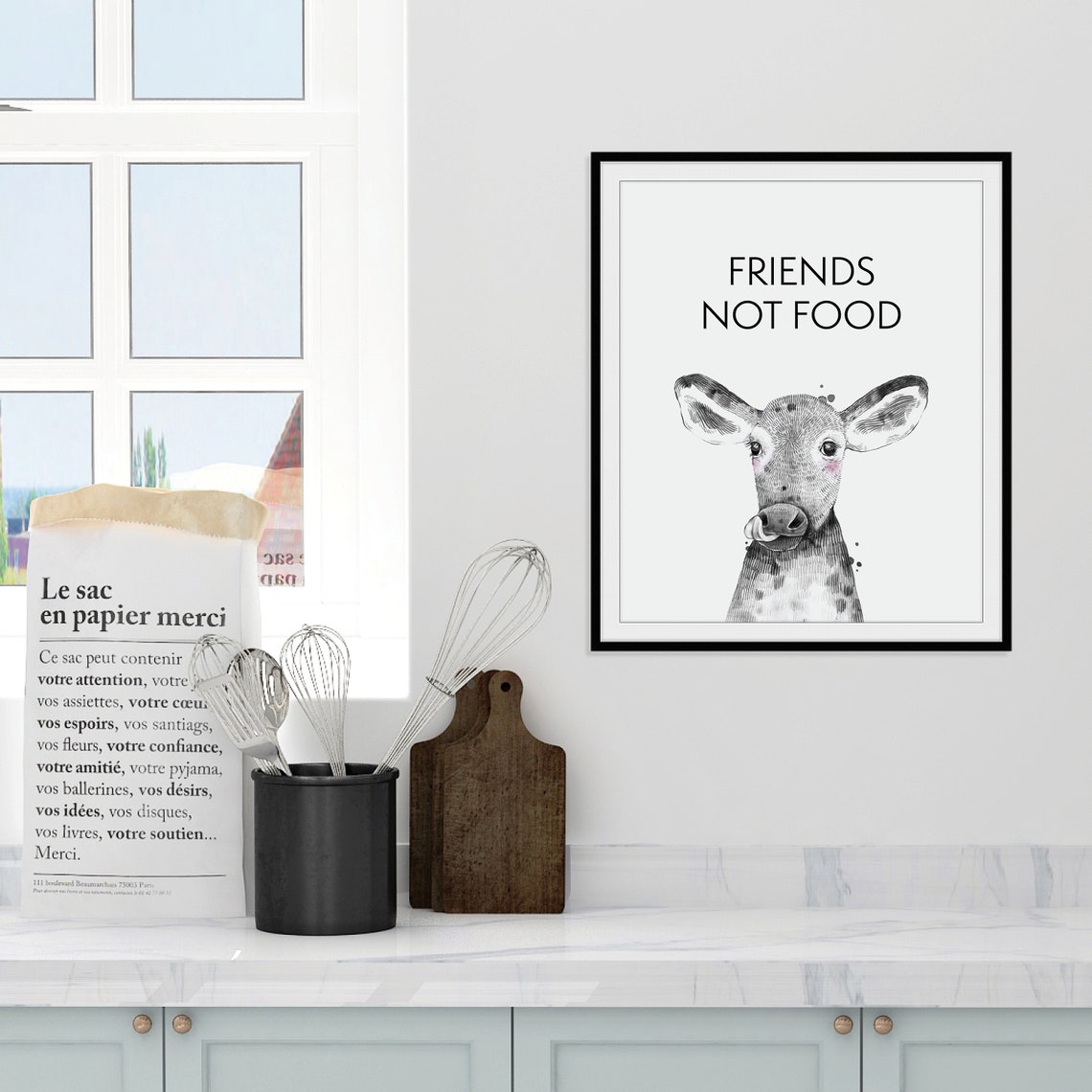 Vegan Poster Friends Not Food Vegan Print Vegan Wall Art Vegan Wall Decor Cow Poster Vegan Art Vegan Decor Cruelty Free Art - Image 3