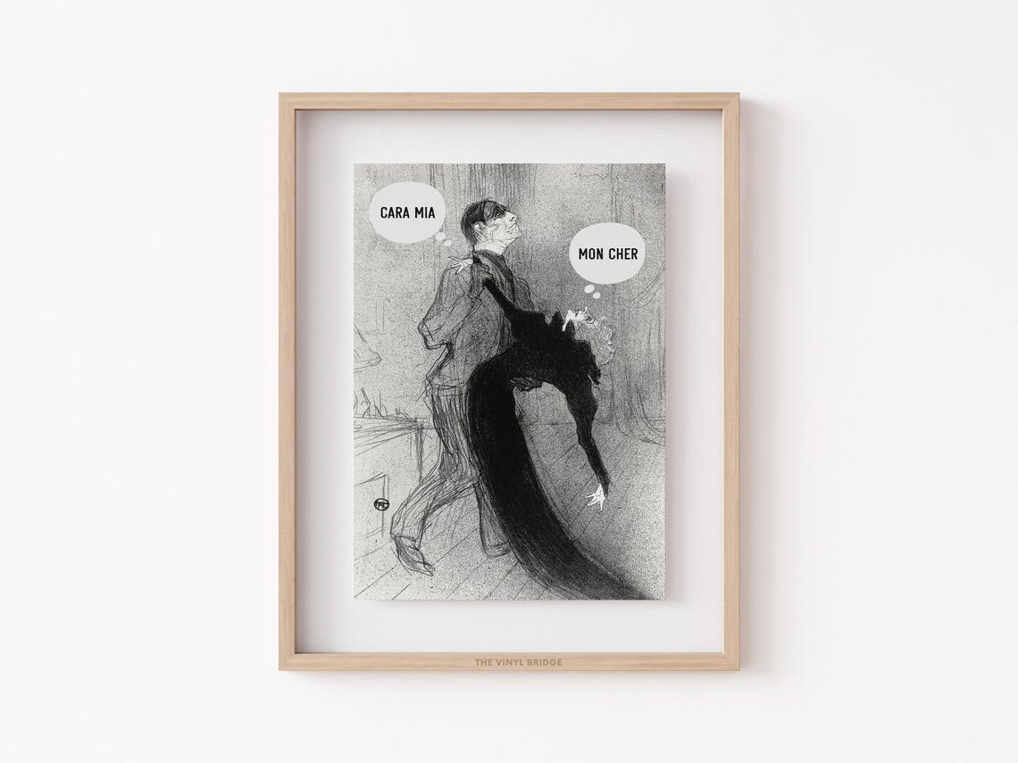Spooky Lovers Wall Art Moody Dance Print Vintage Halloween Decor Gothic Couple Drawing Dancer Illustration Poster Sketch - Image 3
