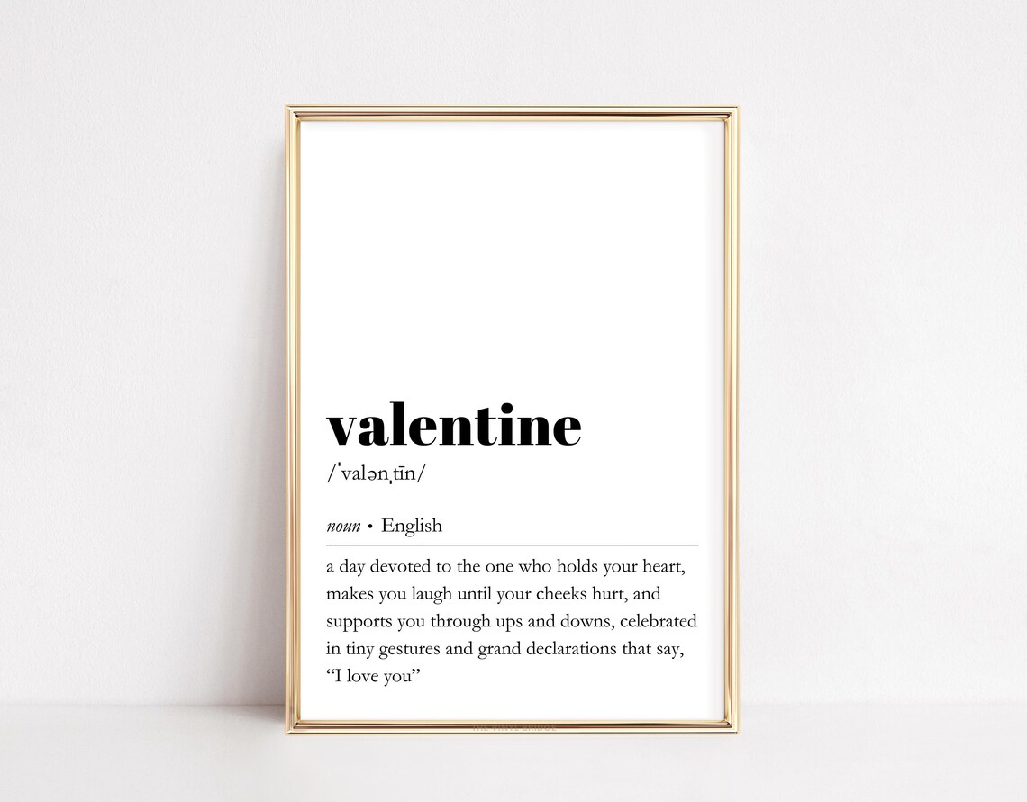 Romantic Valentine Dictionary Definition Minimalist Quote Poster