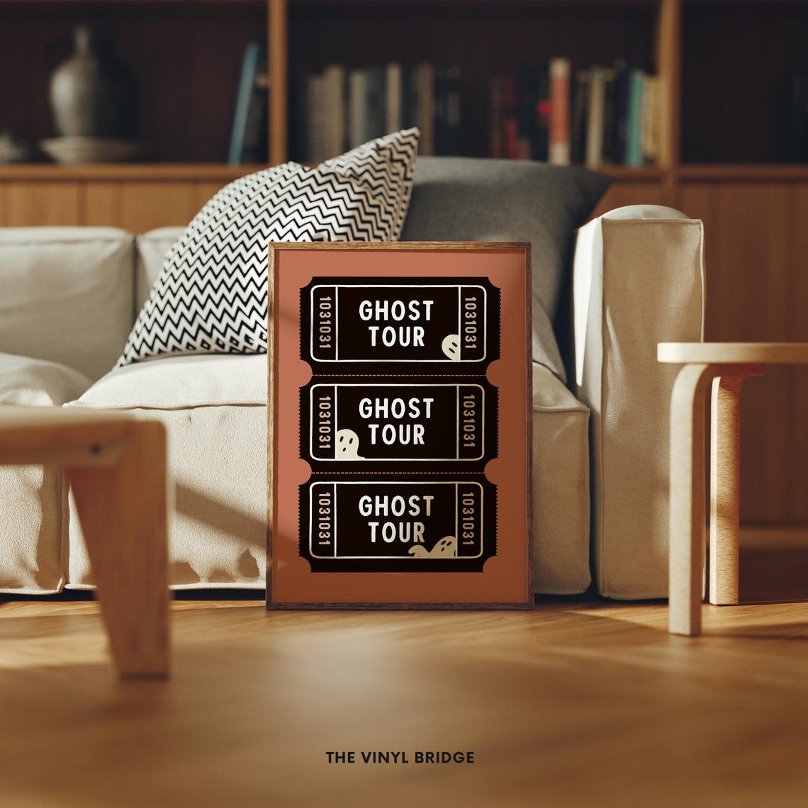 Ghost Tour Cute Spooky Ticket Stub Halloween Orange Wall Poster - Image 2