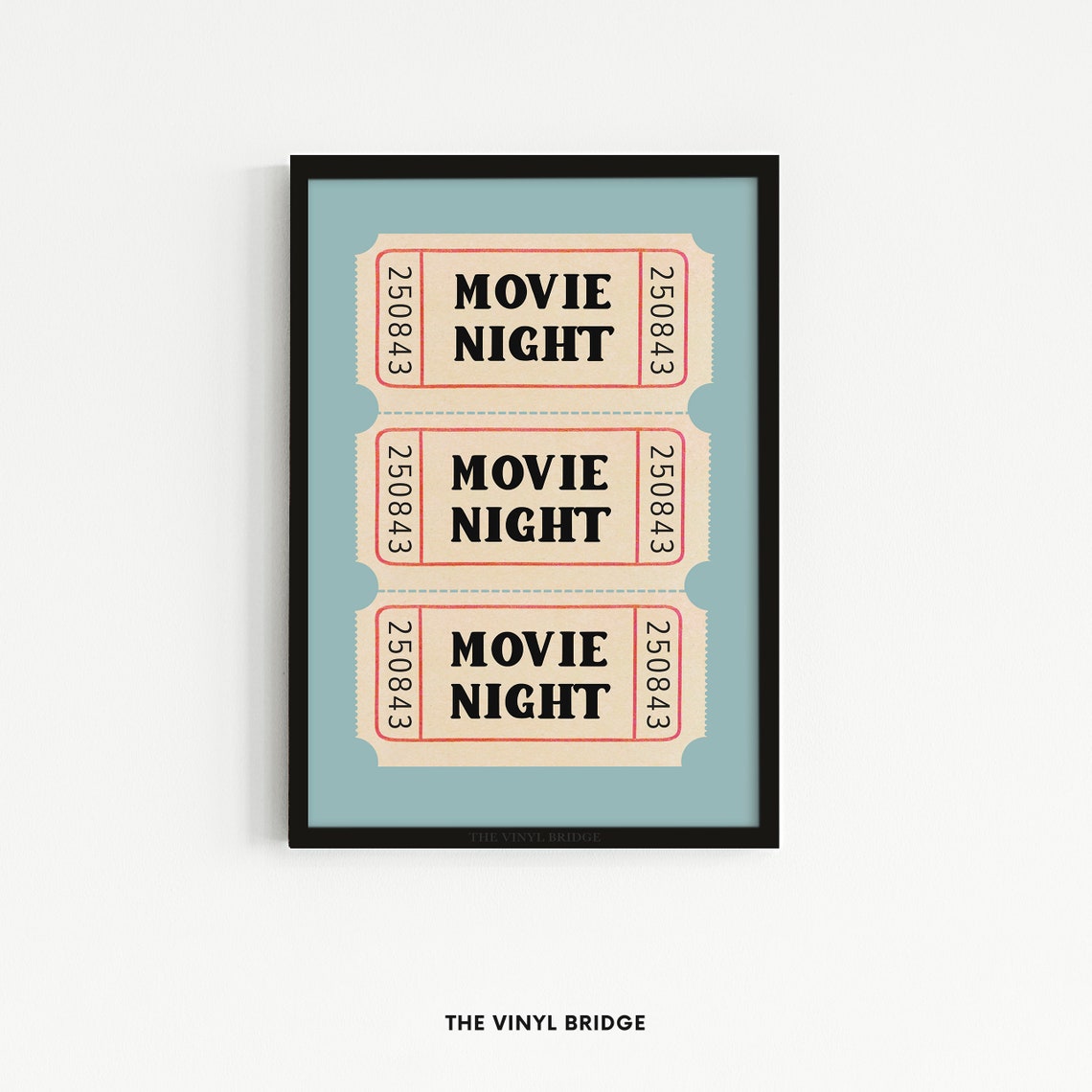 Movie Night Tickets Print Retro Cinema Film Green Blue Admission Stub Theater Room Home Decor Motion Pictures Wall Art - Image 2