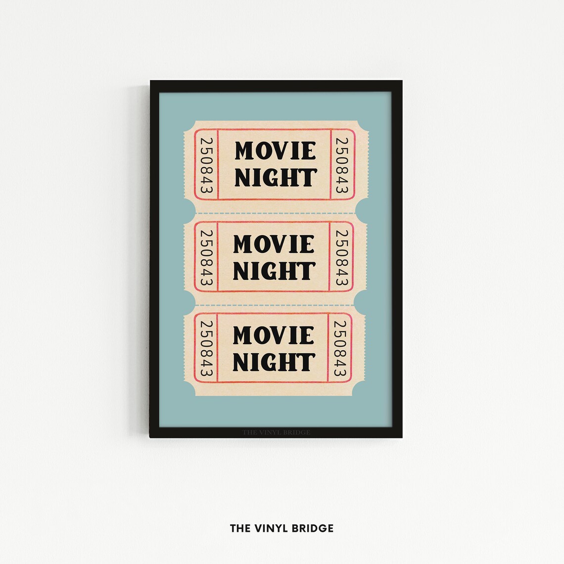 Movie Night Vintage Cinema Ticket Stubs Retro Teal Theater Poster - Image 2