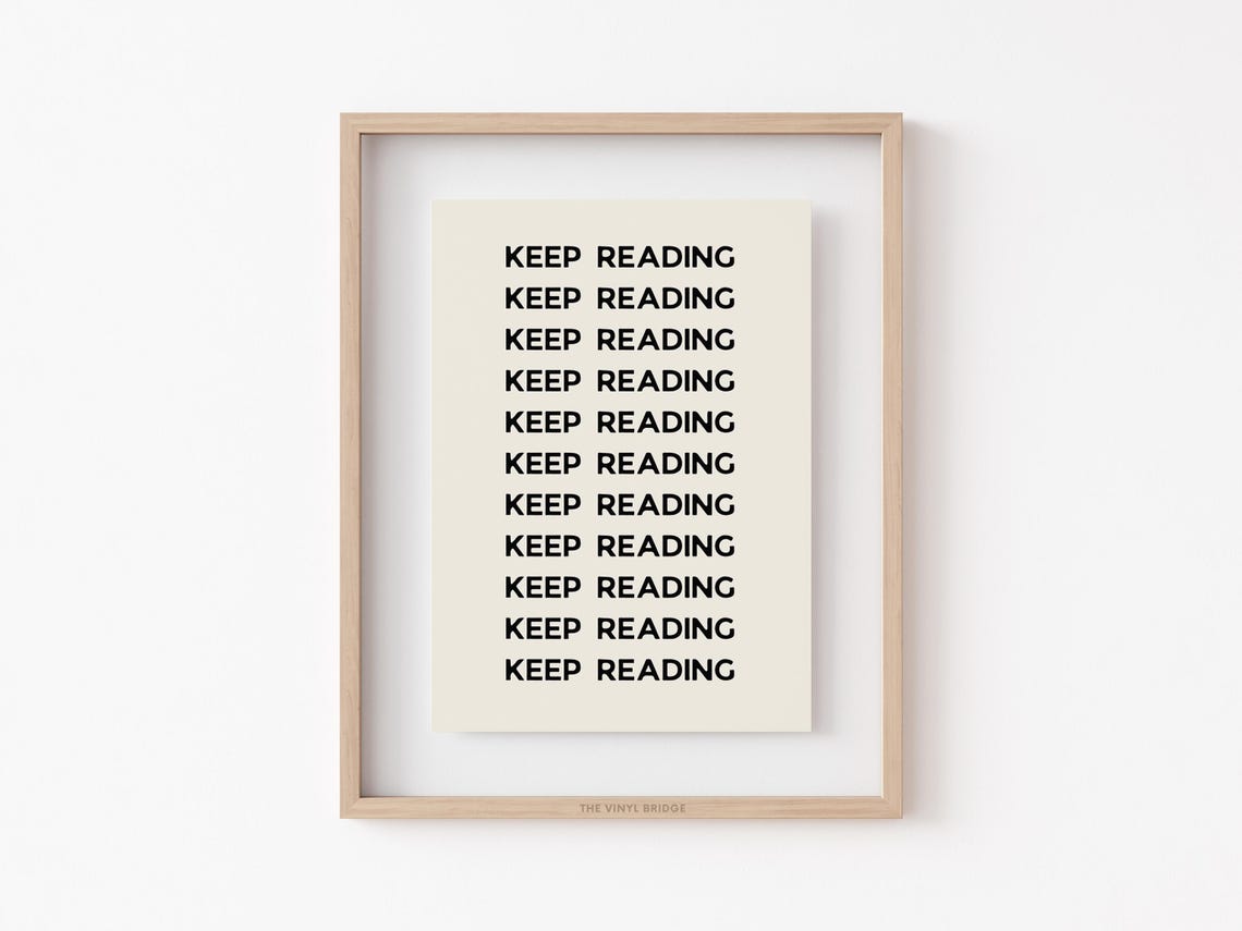 Keep Reading Repeated Typography Bookish Library Wall Poster - Image 4