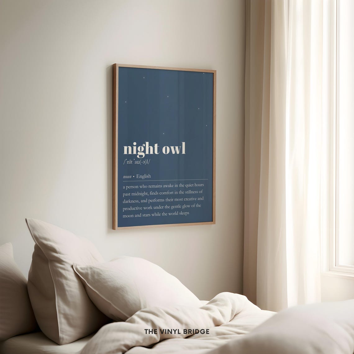 Funny Night Owl Dictionary Definition Starry Navy Quote Poster - Image 3