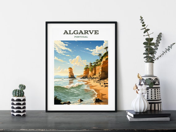 Algarve Portugal Retro Travel Poster Wall Art Various Sizes Instant Ai Gen Holiday Memories Gift