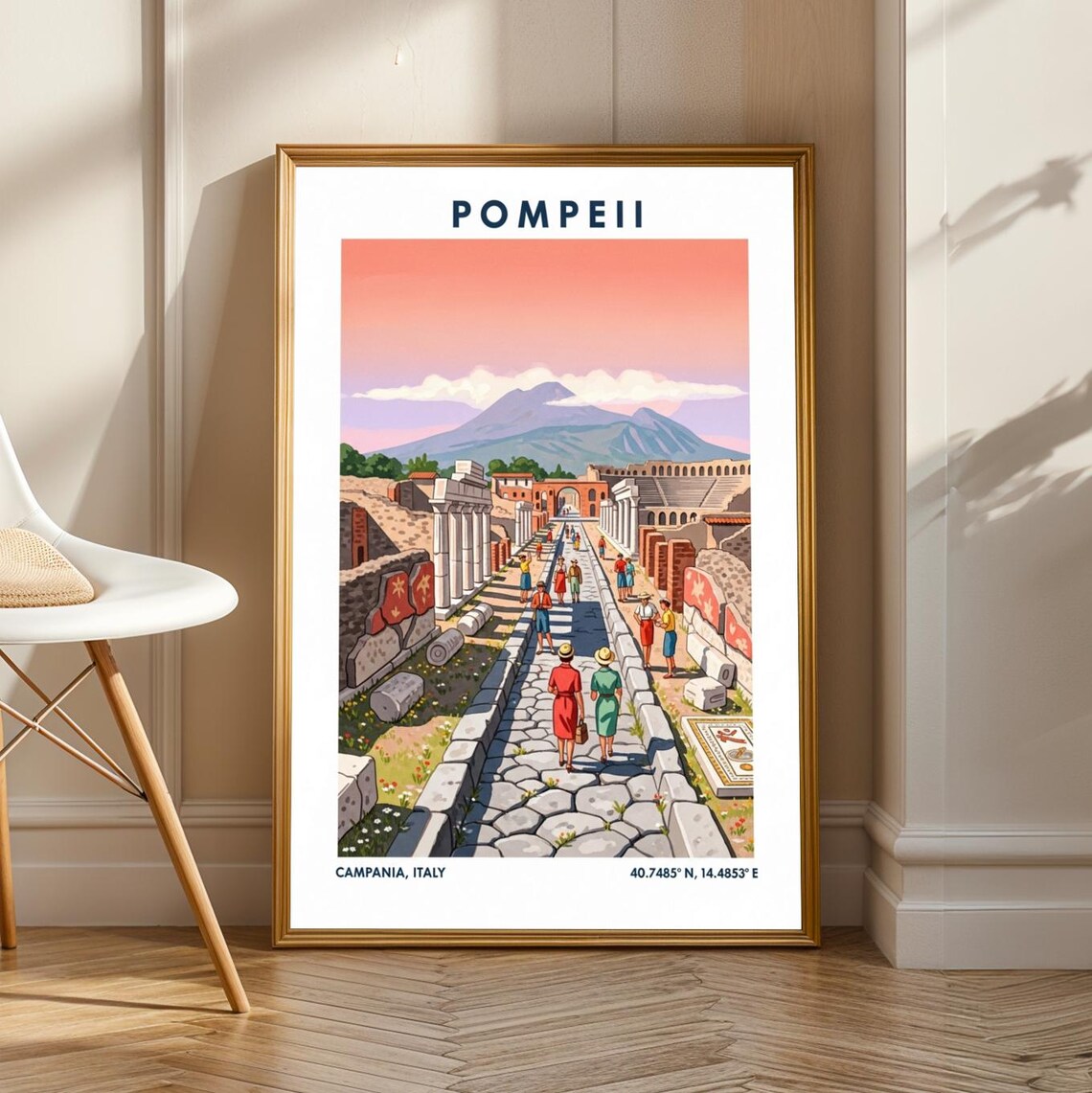 Pompeii Italy Ancient Street Ruins Vesuvius Campania Travel Poster