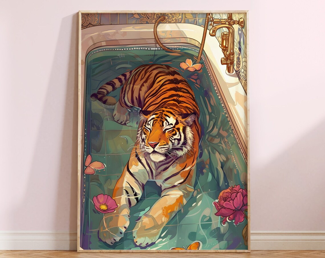 Trendy Tiger Maximalist Animal Art Print