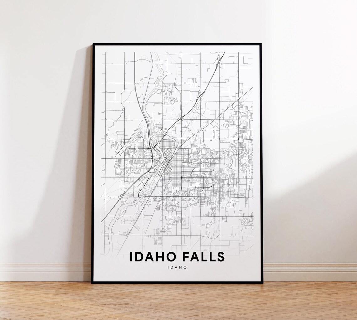 Idaho Falls Idaho City Street Map Detailed Minimalist Line Art Print