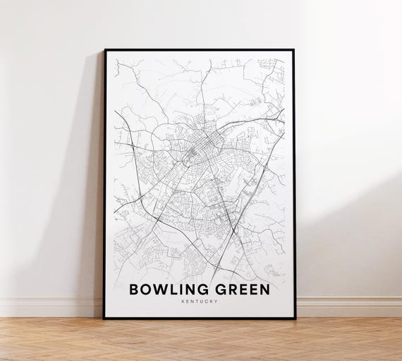 Bowling Green City Map Print Street Poster Kentucky Art Road Wall Bedroom