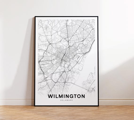 Wilmington City Map Print Street Poster Delaware Art Road Wall Living Room Decor