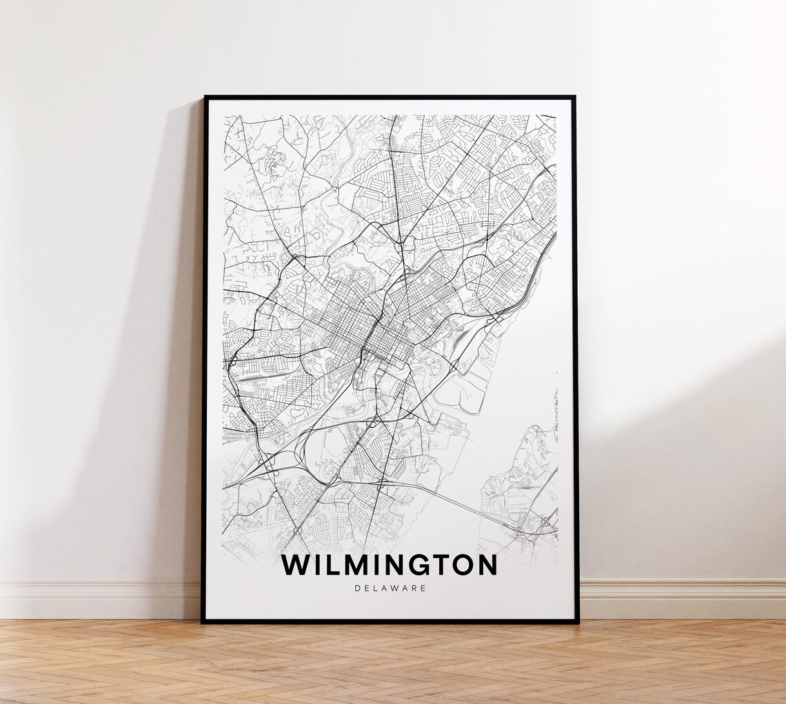 Wilmington Delaware City Street Map Minimalist Line Art Print