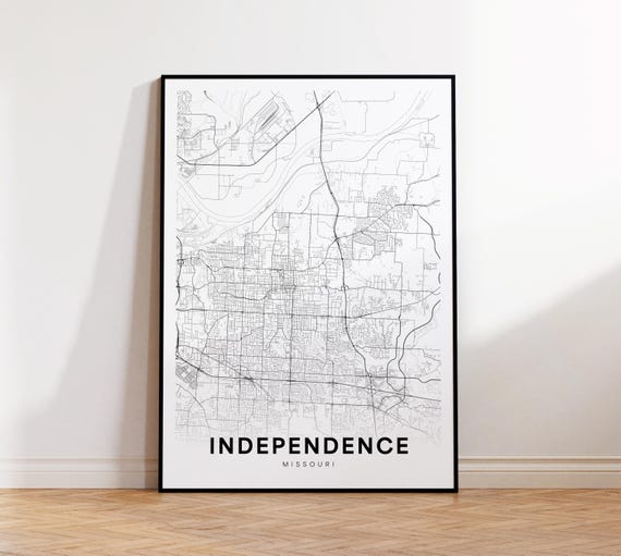 Independence City Map Print Street Poster Missouri Art Road Wall Living Room Decor