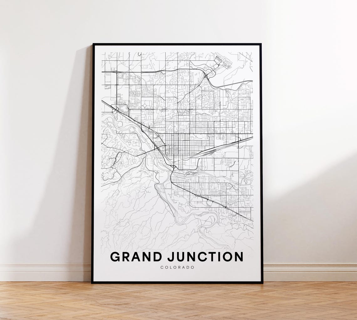 Grand Junction Colorado Street Network Minimalist City Map Art Poster