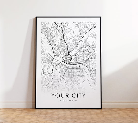 Custom Map Of Your City Any Print Personalized Street Wall Art Living Room Decor