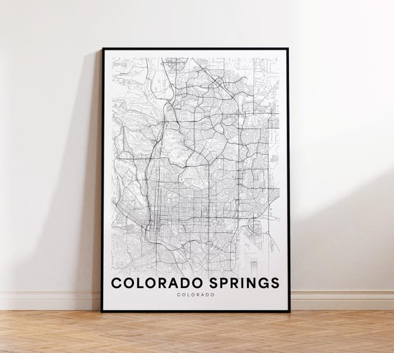 Colorado Springs Co City Map Street Usa Poster Modern Road Office Wall Decor