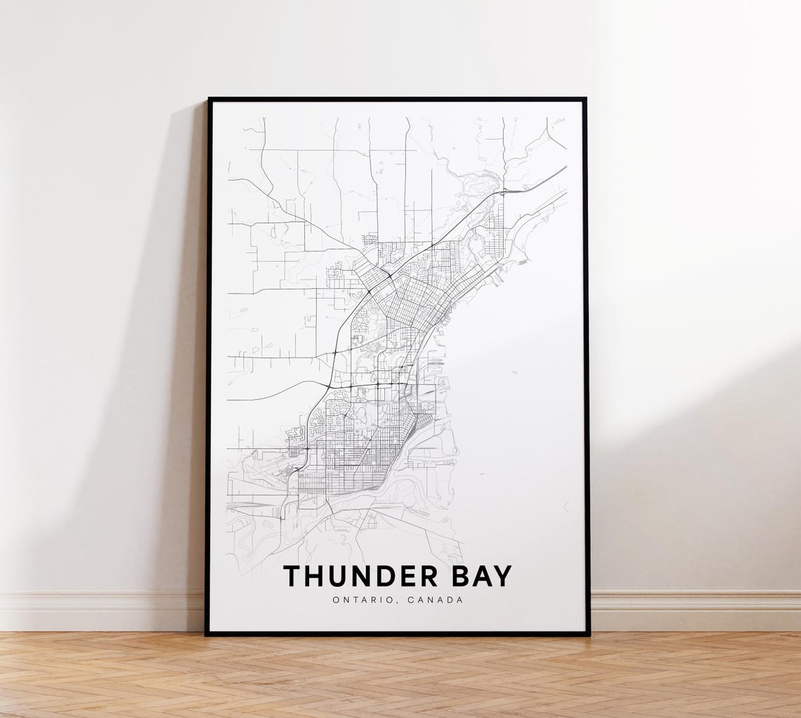 Thunder Bay Ontario Canada Minimalist City Map Street Plan Poster