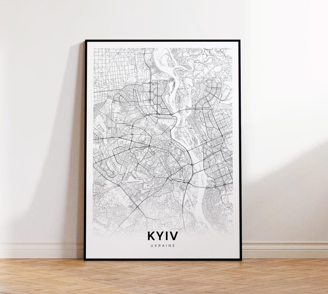 Kyiv Ukraine Capital City Street Map Minimalist Line Art Poster