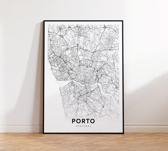 Porto City Map Street Portugal Modern Print Decor Wall Art Instant