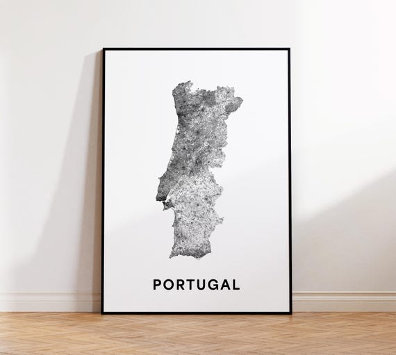 Portugal Map Print Road Poster Country Black And White Wall Art Office Decor