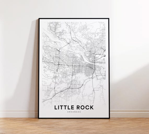 Little Rock City Map Print Ar Street Arkansas Poster Road Wall Art Home Decor