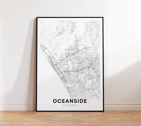 Oceanside City Map Print Street Poster Art Road Minimalist Living Room Decor