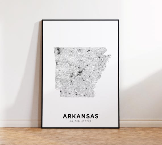 Arkansas State Map Print Poster Of Area Minimalist Ar Road Modern Wall Decor
