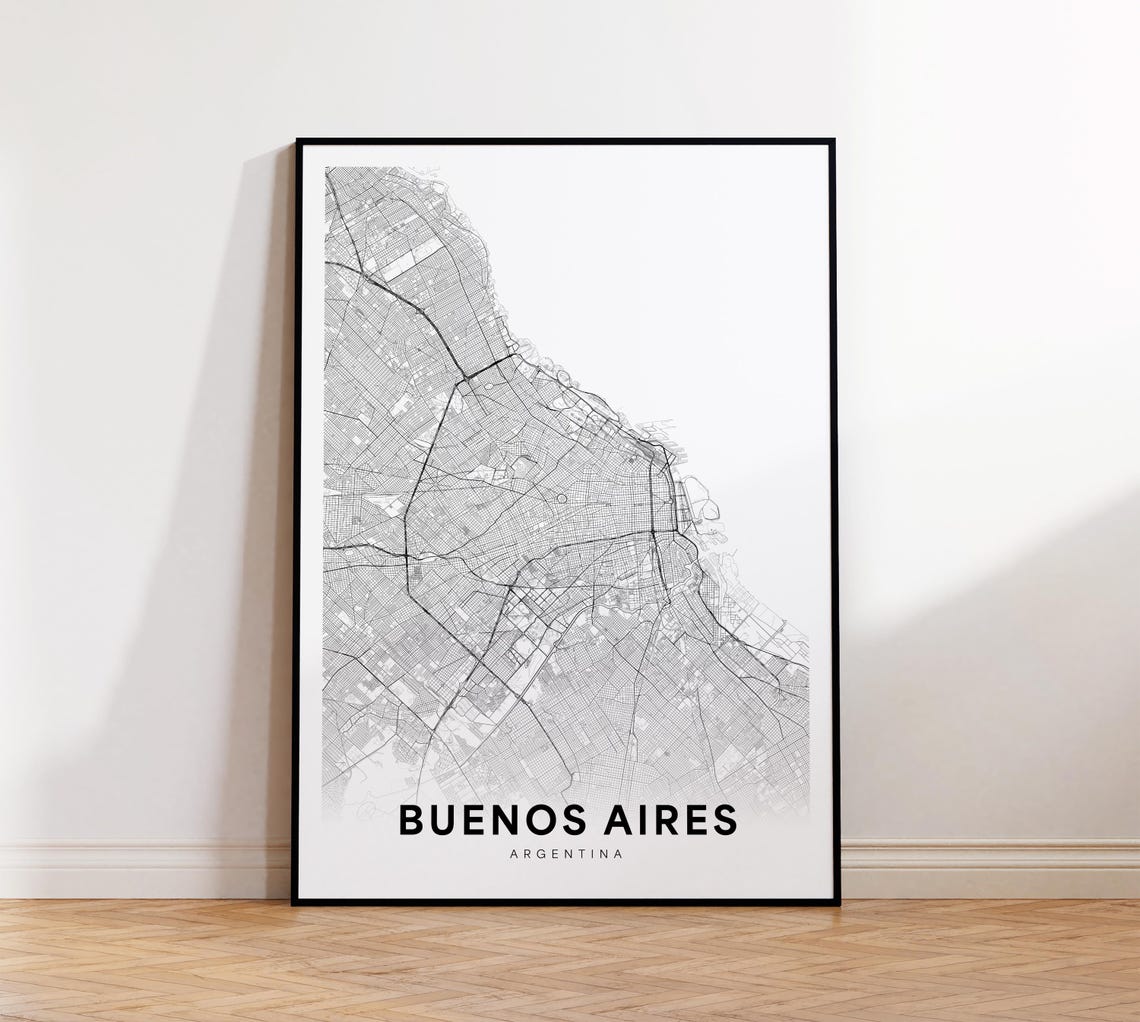 Buenos Aires City Map Print Poster Argentina Art Street Road Wall