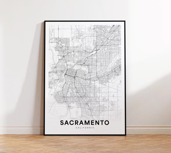 Sacramento Ca City Map Street Usa Poster Modern Road Minimalist Decor Family Gift