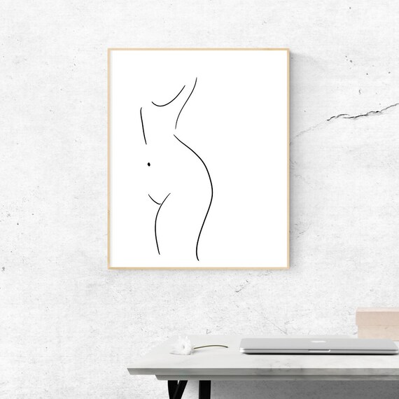 Abstract Female Body Curves Single Line Drawing Modern Art Print